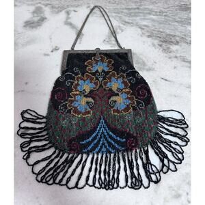 Stunning Antique Victorian Late 1800s Art Nouveau Beaded Fringe Purse